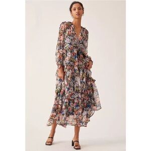 Anthropologie The Marais Printed Chiffon Maxi Dress Size XS, excellent condition
